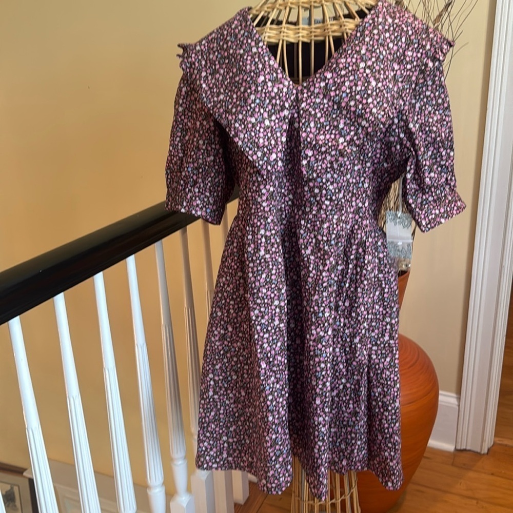 Tuckernuck Hyacinth House NWT brown dress with pink blue white small flowers 🌺